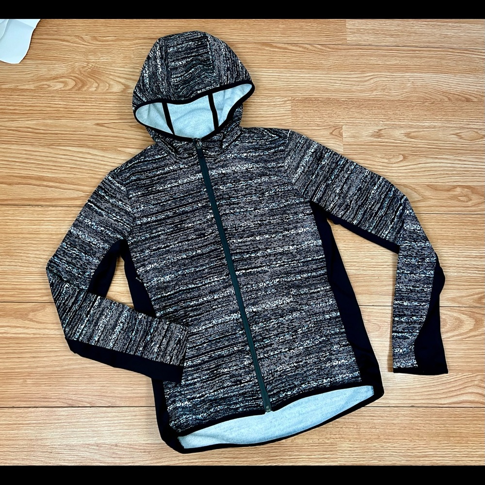 Nike Therma-Fit Women's Black White Full Zip Up Hoodie Fitted Slimming Jacket Sm